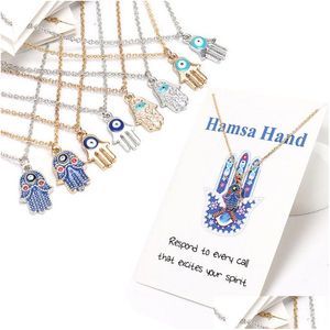 Pendant Necklaces Womens Designer Necklace Sier Gold Plated Chain Classic Evil Eye Hamsa Hand Charms Jewelry Gift Drop Delivery Pendan Dhpey