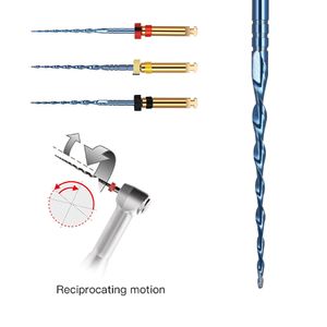 AZDENT 6pcs Dental Reciprocating Blue Endodontic Files 21mm Engine Use Niti Rotary Root Canal Heat Activated 25mm Dentistry