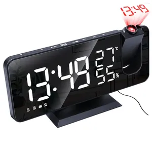 Table Clocks 2024 LED Smart Electronic Desktop Desk Laser Ceiling Digital Projection Alarm Clock With Radio And Weather Station