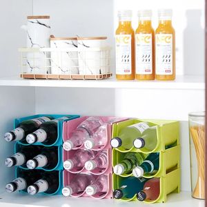 Anti-Fall Overlap Storage Rack Glass Beer Bottle Drink Holder Refrigerator Drawer Beverage Box Can Dispenser Space Saving Tray- for refrigerator can dispenser