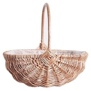 1 Piece Handwoven Flower Girl Basket Willow Storage Empty Wicker Picnic Wedding Baskets 240318