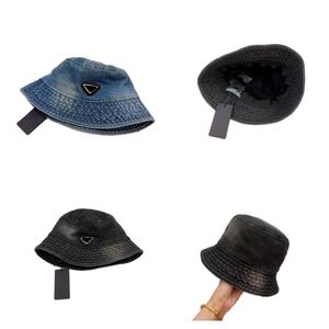 Hattar designers män breda grim ikonisk triangel denim hink hatt för kvinnor klassisk sommar casual gorras utomhus sport trendig mångsidig FA0121 H4