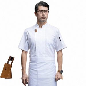 overalls Lg- Hotel Hot Pot Restaurant Chef Short-Sleeved Tooling Western Point Baker Summer t3fQ#