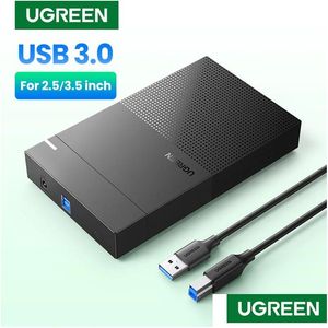 HDDエンクロージャーugreenケース3.5 2.5 SATAからUSB 3.0アダプターSSDディスクボックス用外付けハードドライブエンクロージャーリーダー240322ドロップデビューoteeeb