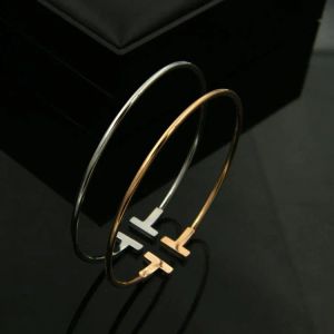 Women Bangle Jewelry Bracelet Stainless Steel Open Cuff Double Tfashion Women Classic Jewelry High Quality