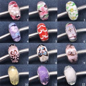 S925 스털링 Panjia Sier Magnolia Butterfly Glass Bead DIY 브레이슬릿 구슬로 된 accors