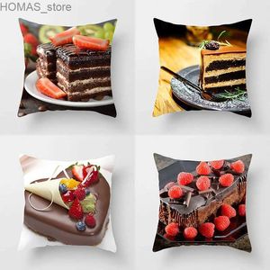 Pillow Gourmet Cake Print Throw Cover Restaurant Decor Sofa Cushion Room Home 45x45cm Y240401