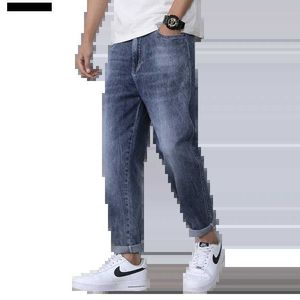 Mäns jeans herrar jeans baksida palats byxor blå 2022 mode lös pocket jeans mens streetwear löst kon jeansl2403