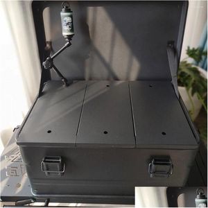Camp Furniture 50L Aluminiumlegierung Aufbewahrungsbox Board Mtifunktionale Tischkamera Ausrüstung Leicht faltbar für Drop Delivery Sports Ou Dh46B
