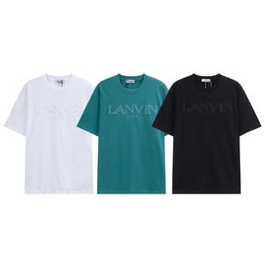 Marchio di moda Lanvin Langfan Prodotto T-shirt semplice con ricamo per uomo e donna, lotto sportivo versatile e casual