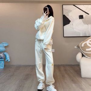 European High End Set with Fashion Loose Hooded Sports Set for Women's Autumn and Winter 2023