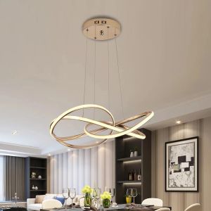 2024 Gold Chrome Modern LED Yatak Odası İçin Dimmable Avize Odada Yemek Odası Asılı Kapalı Aydınlatma Tavan Lambası