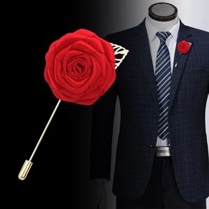 Broches coreano masculino pano arte flor broche de uma linha textura feminina com folhas rosa corsage casaco versátil