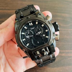 Herrsportkvartsklocka Invicto Reserve Bolt Zeus Compass Stor stål Dial Folding Buckle Waterproof World Time Full Functi254C