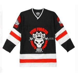24s Five Finger Death Punch Men's Hockey Jersey Black Embroidery Stitched Anpassa valfritt nummer och namntröjor