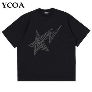 Erkekler T-Shirt% 100 Pamuk Yıldız Y2K Sokak Giyim Büyük Boy Kore Moda Harajuku Kısa Kollu Tee Baskı Grafik Estetik Giyim 240318