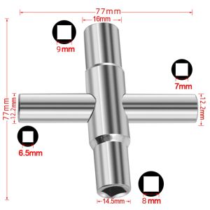 4in1 Universal Faucet Wrench Square Key Plumber Badrum Skiftnyckel för gaselektriska mätare Skåp Bleed Radiatorer Handverktyg