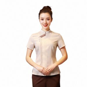 hotel Uniform Summer Waitr Overalls Short Sleeved Overalls Waiter And Waitr Uniforms Restaurant Chinese Restaurant AS350 35Du#