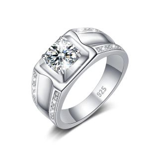 Szjinao Original 1CT D Color 925 Sterling Silver Moissanite Ring Man Hypoallergenic Wedding Bankett Fina smycken 2022 Trend