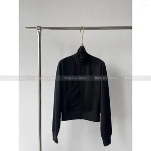 Women's Jackets High Quality! 24 Early Spring Atmosphere Sense Of Korean Thread Closure Black Zip Sweater Jacket