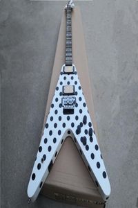 irregular white guitar flying V mahogany body rosewood fingerboard HH pickups floyd rose tremolo black dot8496250