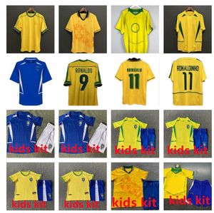 kit uomo bambino 1994 1998 2002 2004 maglie da calcio brasiliane maglie retrò Carlos Romario Ronaldo Ronaldinho camisa de futebol Brasile RIVALDO ADRIANO