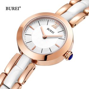 Burei 브랜드 패션 Silver Rose Gold Watches 여성 고급 방수 사파이어 캐주얼 쿼츠 손목 시계 Clock Reloj Mujer 240320