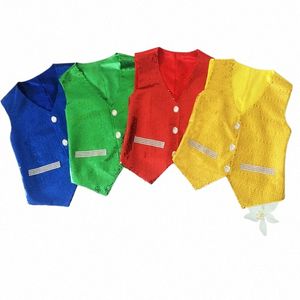 abbigliamento per performance sul palco per bambini corale Studente Child Care moderno abbigliamento per danza jazz gilet di paillettes Dj stage nave libera V992 #