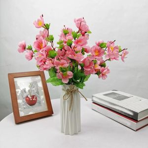 Flores decorativas Blossoms de pêssego de seda artificial Gypsophila Fake Diy Wedding Decoration Home Bouquet Branch Faux