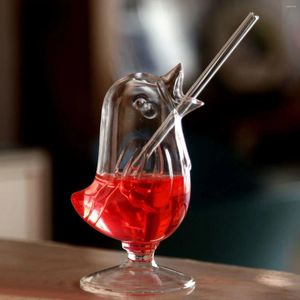 Şarap Gözlükleri Büyük Ağız Kuş Şekil Kokteyl Şampanya Cam Şeffaf İçme İçecek Yazılar Goblet Suyu Cam Sware Creative