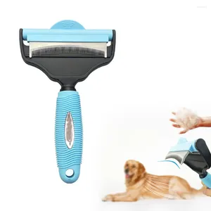 Dog Apparel Professional 2 In 1 Shedding Brush Cat Grooming Deshedding Dematting Tool - Size M (Sky Blue)