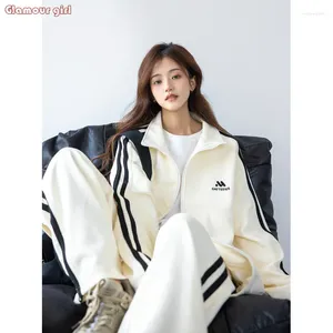 Zweiteilige Damenhose, modische Sportbekleidung für Damen im Frühling und Herbst, locker sitzende, schlankmachende koreanische Version, Student-Lauf-Hoodie, lässig