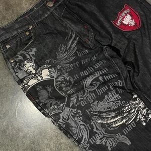 Streetwear y2k dżinsy harajuku hip hop retro grafika haftowane workowate dżinsy czarne spodnie mężczyźni kobiety gotyckie spustę o wysokiej talii 240318