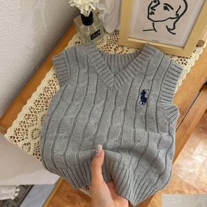 Väst Vest Baby Boy Girl Sweater Child Sticked Waistcoat ärmlös Spring Autumn School kläder 2-7y Drop Delivery Kids Maternit Dhoug