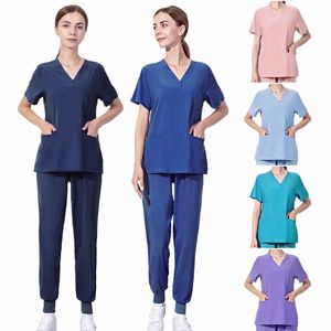 multicolorido unissex de manga curta Phcy enfermeira uniforme hospital médico workwear uniformes de cirurgia dentária oral conjuntos de esfoliantes médicos k4UV #