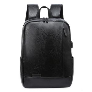 Mode Männer PU Leder -Rucksack 156 -Zoll -Schule Laptop Rucksäcke Wasserschutzreisen 20L Multi USB Ladegerät männlich 240329