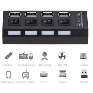 Mini USB HUB 3.0 Süper Hız 5Gbps USB3.0 4 bağlantı noktası HUB Taşınabilir USB 3.0 HUB Ayrıştırıcı PC aksesuarı için harici güç adaptörüne sahip