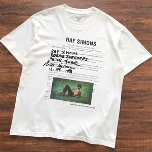 Męskie koszulki dobrej jakości 2024SS Raf Simons Fashion T Shirt Men Summe Style Raf Simons White Women T-shirt J240330