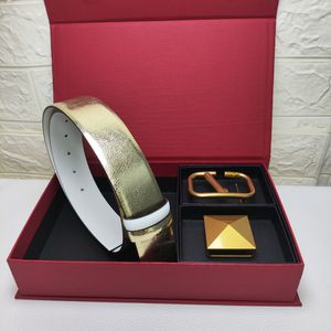 Factory Direct Luxury Brand Brand Belt Belt Waist Seal Fashion 4 cm 1 con 2 fibbie per un set di scatole regalo a doppia facciate