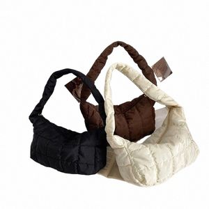 Borsa tote Fi Little da donna Nuova borsa sotto le ascelle con ricamo a quadretti Cappotto semplice Borsa a tracolla vintage solida K9gX #