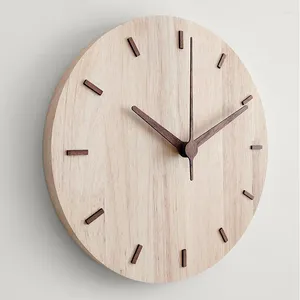 Relógios de parede Moda Nordic Walnut Relógio Design Moderno Estilo Minimalista 3D Adesivo Decoração de Casa Acessórios 12 polegadas