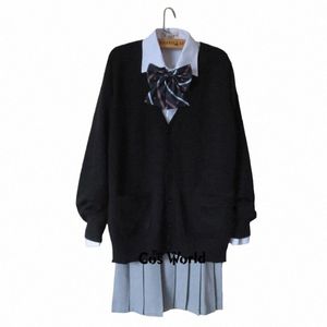 Aula de estudante de estilo formal Japão JK High School Uniform Winter Winter Black V-deco