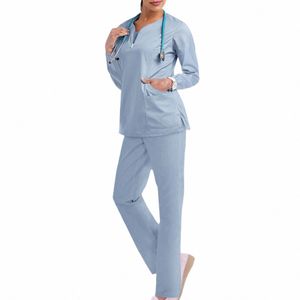 Conjunto de uniforme médico de sala de operação, elástico de alta qualidade, manga curta, enfermeira, enfermagem, tops, calças, esfoliante, terno C20g #