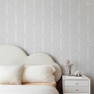 Wallpapers Grey Striped Leaves Peel And Stick Wallpaper Waterproof Leaf Vein Texture PVC Wall Sticker Living Room Kitchen Classic Decor