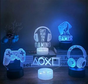 PS4 Controller LED LED Night Lampada USB Gaming Room Desk Setup Decor 16 Colori Camera da letto Regalo Light per compleanno