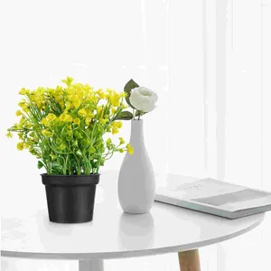 Flores decorativas 2 pçs artificial vaso planta casa sino grama decoração escritório simulado bonsai decorações falsas simulação realista