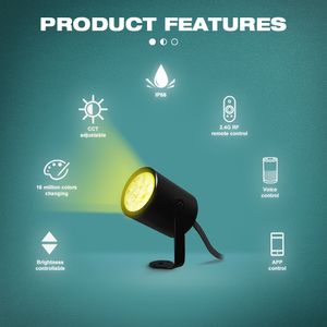 GLEDOPTO ZIGBEE 3.0 Smart New Garden Spike Lampe 7W LED Wall Light Knöchelhalterung für Basisplot Außendach Rasenhof Innenhofparty