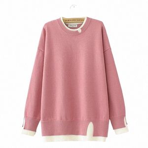 Drop Sleeves Oansatz Pullover Plus Größe Frauen Kleidung Herbst Winter Block Farbe Gefälschte Zwei Stücke Gestrickte Pullover Jumper E2 3069 x6Ng #