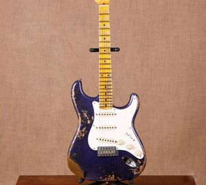 Custom John Cruz John Mayer MasterBuilt Heavy Relic Metallic Blue Sparkle ST Chitarra elettrica Vintage Kluson Accordatori Cromo invecchiato 7586749