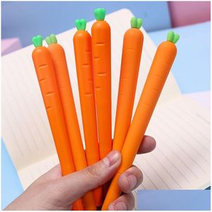 Gelpennor grossist morot rullkulspet penna 0,5 mm orange vegetabilisk formad student stationer juli gåva drop leverans kontor sc otlhu
